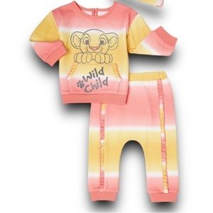 DISNEY BABY Lion King Jogger Set in Crabapple Size 0-3M NWT